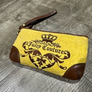 Juicy couture yellow suede wristlet